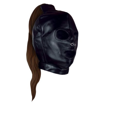 Mask with Brown Ponytail - Black - 7