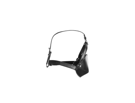 Head Harness with Mouth Cover and Breathable Ball Gag - Black - 5