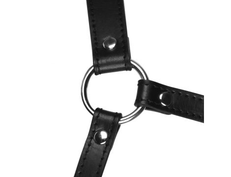 Head Harness with Mouth Cover and Breathable Ball Gag - Black - 8