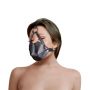 Head Harness with Mouth Cover and Breathable Ball Gag - Black - 2