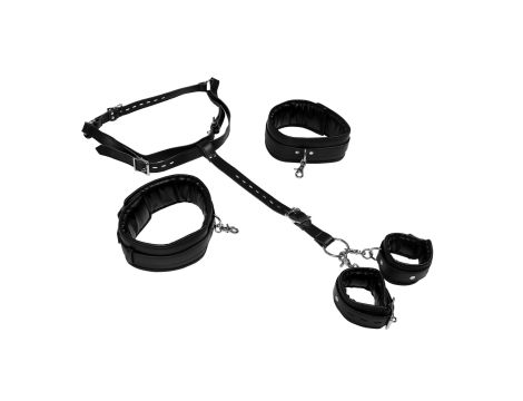 Body Harness with Thigh and Hand Cuffs - Black - 5