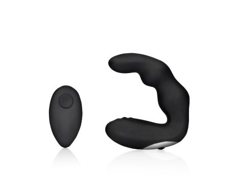 Bent Vibrating Prostate Massager with Remote Control - Black