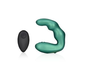 Bent Vibrating Prostate Massager with Remote Control - Metallic Green