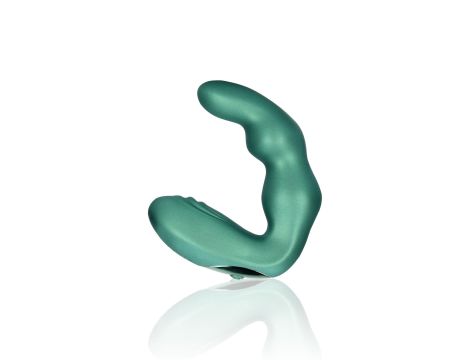 Bent Vibrating Prostate Massager with Remote Control - Metallic Green - 6