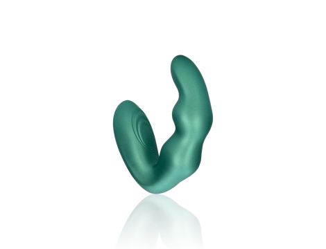 Bent Vibrating Prostate Massager with Remote Control - Metallic Green - 7