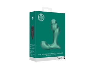 Stacked Vibrating Prostate Massager with Remote Control - Metallic Green - image 2