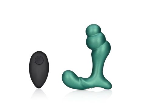 Stacked Vibrating Prostate Massager with Remote Control - Metallic Green