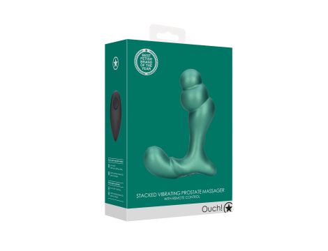 Stacked Vibrating Prostate Massager with Remote Control - Metallic Green - 2