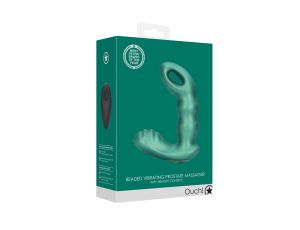 Beaded Vibrating Prostate Massager with Remote Control - Metallic Green - image 2