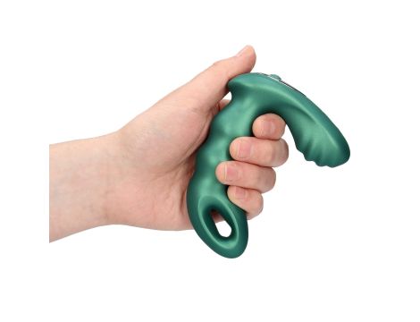 Beaded Vibrating Prostate Massager with Remote Control - Metallic Green - 8