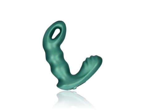 Beaded Vibrating Prostate Massager with Remote Control - Metallic Green - 9