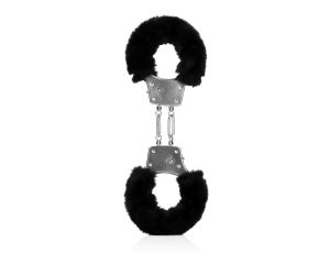 Furry Metal Hand Cuffs - Black