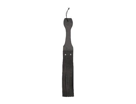 Wooden Handle Belt Whip Flogger Leather - Black - 4