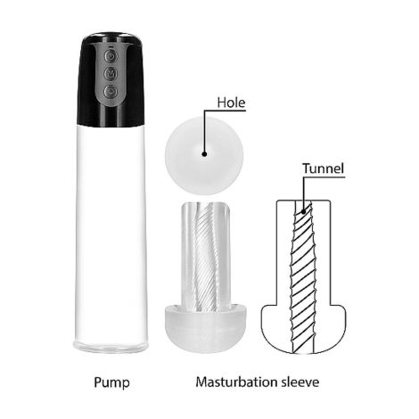 Automatic Cyber Pump with Masturbation Sleeve - Transparent - 11