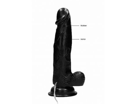 Vibrating Realistic Cock - 8"" - With Scrotum - Black - 3