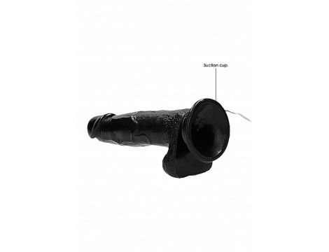 Vibrating Realistic Cock - 8"" - With Scrotum - Black - 6