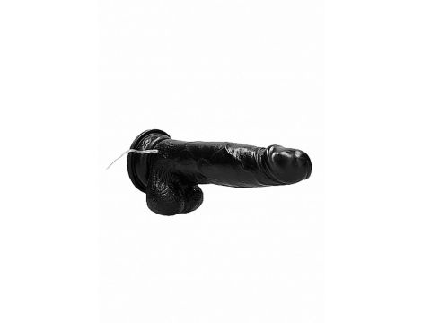 Vibrating Realistic Cock - 8"" - With Scrotum - Black - 7