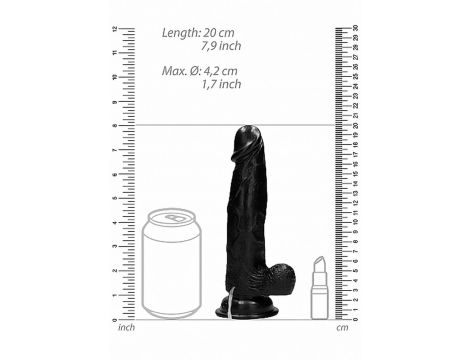 Vibrating Realistic Cock - 8"" - With Scrotum - Black - 8