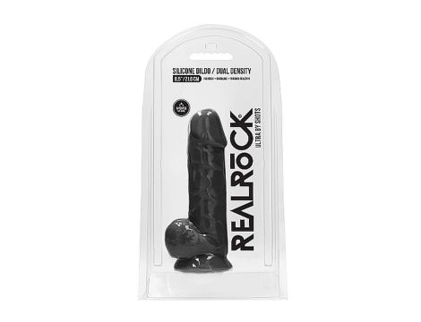 Silicone Dildo With Balls - 21,6 cm - Black - 2