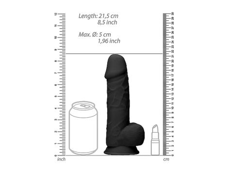 Silicone Dildo With Balls - 21,6 cm - Black - 7