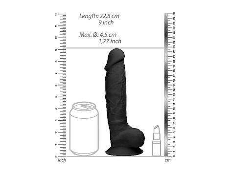 Silicone Dildo With Balls - 22,8 cm - Black - 8