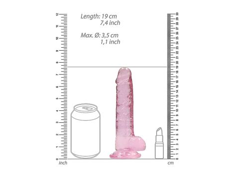 7"" / 18 cm Realistic Dildo With Balls - Pink - 3