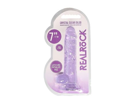 7"" / 18 cm Realistic Dildo With Balls - Purple - 2