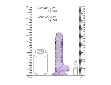 7"" / 18 cm Realistic Dildo With Balls - Purple - 3