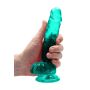 7"""" / 19 cm Realistic Dildo With Balls - Turquoise - 4