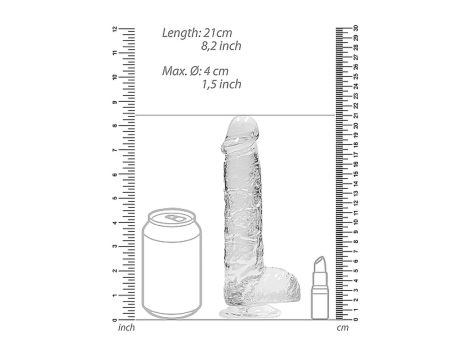 8"" / 20 cm Realistic Dildo With Balls - Transparent - 3