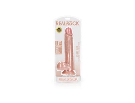 Straight Realistic Dildo  Balls  Suction Cup - 11""""/ 28 cm