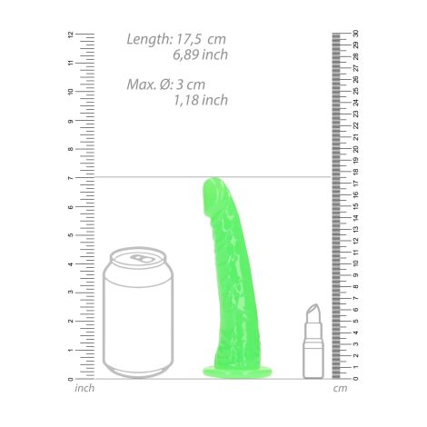 Slim Realistic Dildo with Suction Cup - Glow in the Dark - 6'' / 15,5 cm - 4