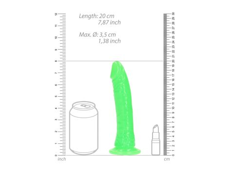 Slim Realistic Dildo with Suction Cup - Glow in the Dark - 7'' / 18 cm - 7