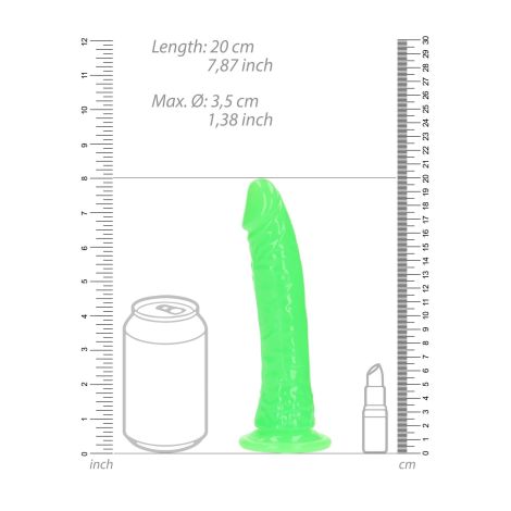 Slim Realistic Dildo with Suction Cup - Glow in the Dark - 7'' / 18 cm - 7