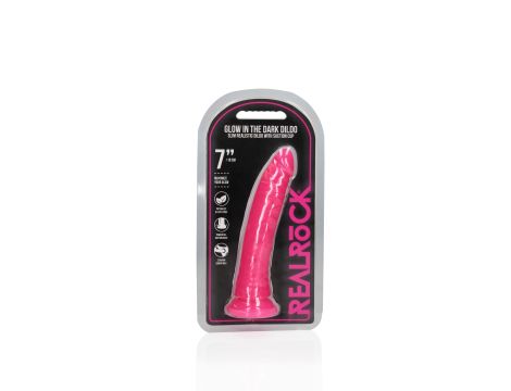 Slim Realistic Dildo with Suction Cup - Glow in the Dark - 7'' / 18 cm - 2