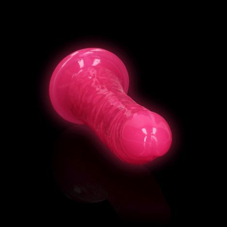 Slim Realistic Dildo with Suction Cup - Glow in the Dark - 7'' / 18 cm - 4