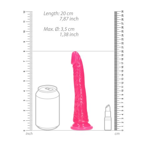 Slim Realistic Dildo with Suction Cup - Glow in the Dark - 7'' / 18 cm - 5