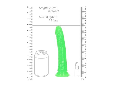 Slim Realistic Dildo with Suction Cup - Glow in the Dark - 8'' / 20 cm - 4