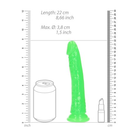 Slim Realistic Dildo with Suction Cup - Glow in the Dark - 8'' / 20 cm - 4