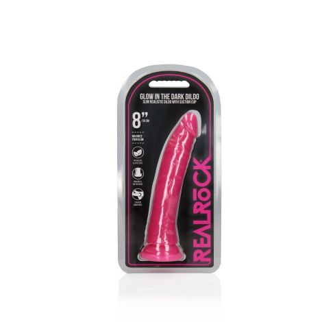 Slim Realistic Dildo with Suction Cup - Glow in the Dark - 8'' / 20 cm - 2