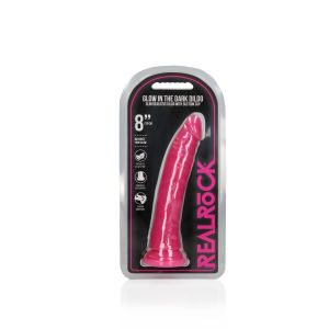 Slim Realistic Dildo with Suction Cup - Glow in the Dark - 8'' / 20 cm - image 2