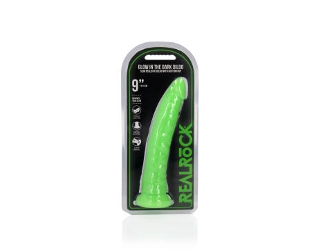 Slim Realistic Dildo with Suction Cup - Glow in the Dark - 9'' / 22,5 cm - 2