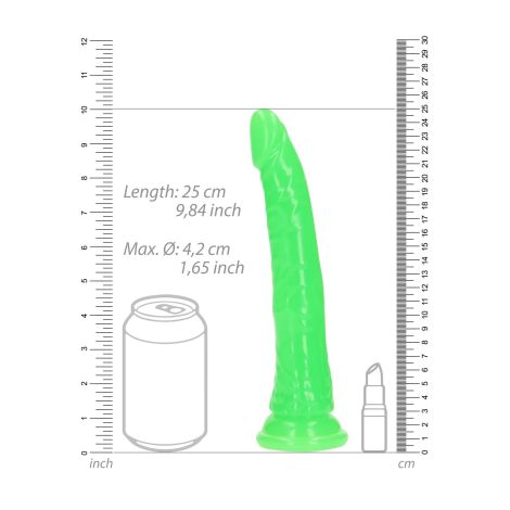 Slim Realistic Dildo with Suction Cup - Glow in the Dark - 9'' / 22,5 cm - 3