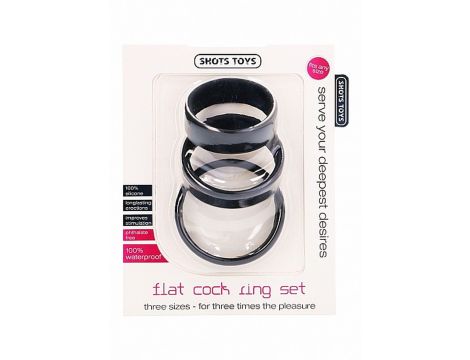 Flat Cock Ring Set - Black - 2