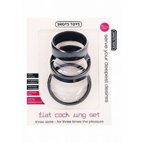 Flat Cock Ring Set - Black - 2