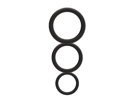 Round Cock Ring Set - Black