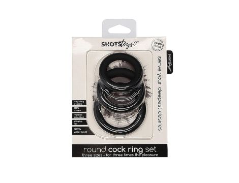 Round Cock Ring Set - Black - 2