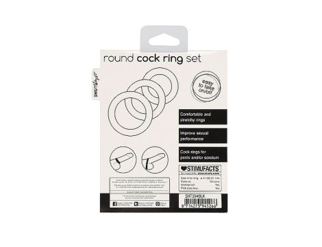 Round Cock Ring Set - Black - 3