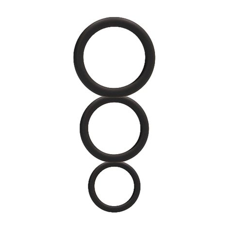 Round Cock Ring Set - Black