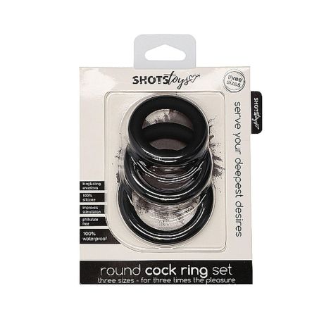 Round Cock Ring Set - Black - 2